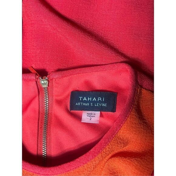 Tahari Sleeveless Red Orange Wrap Dress Size 2 - Picture 4 of 4